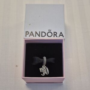 Pandora 50th Celebration Silver Charm with Clear Accents